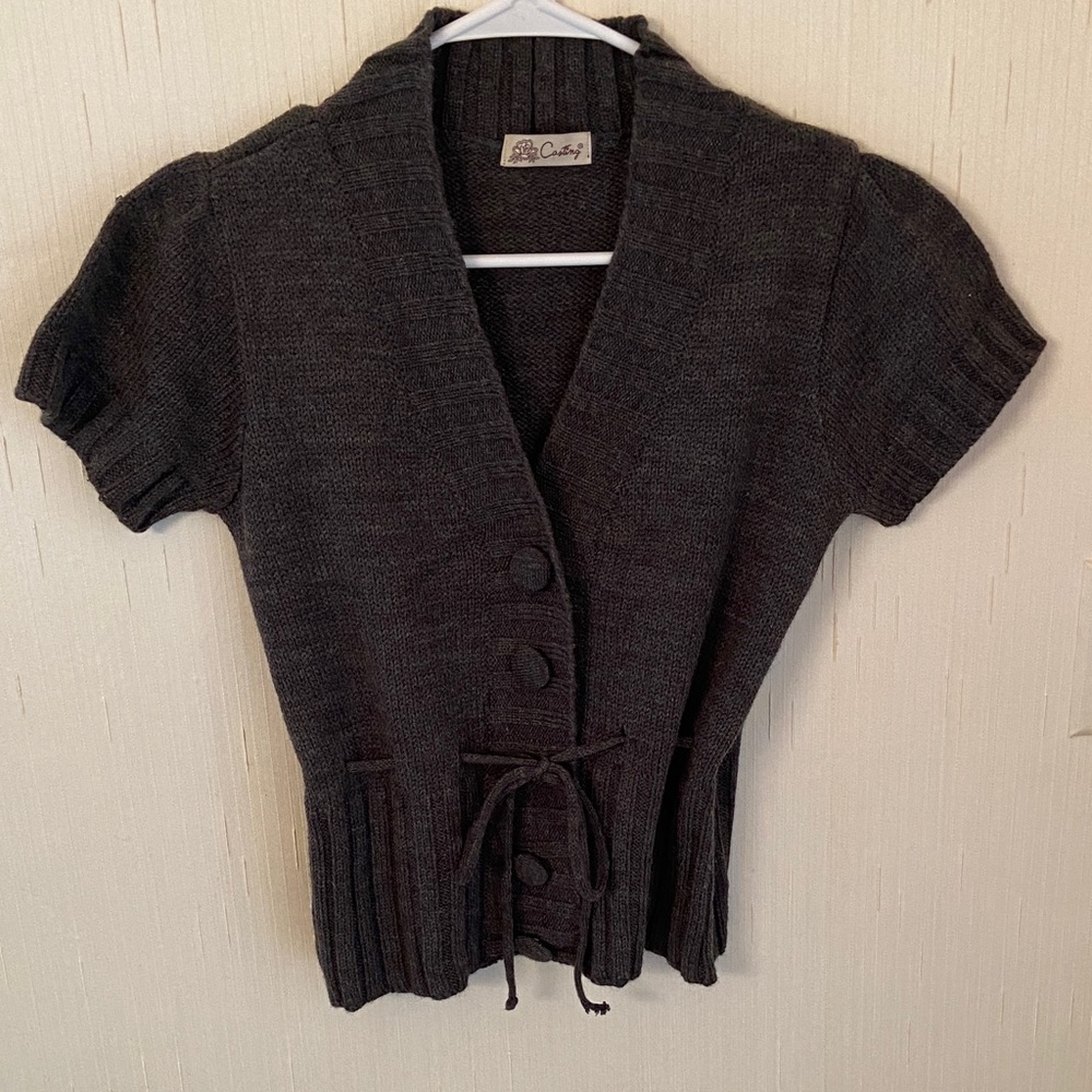 Charcoal V-Neck Sweater by Casting LA